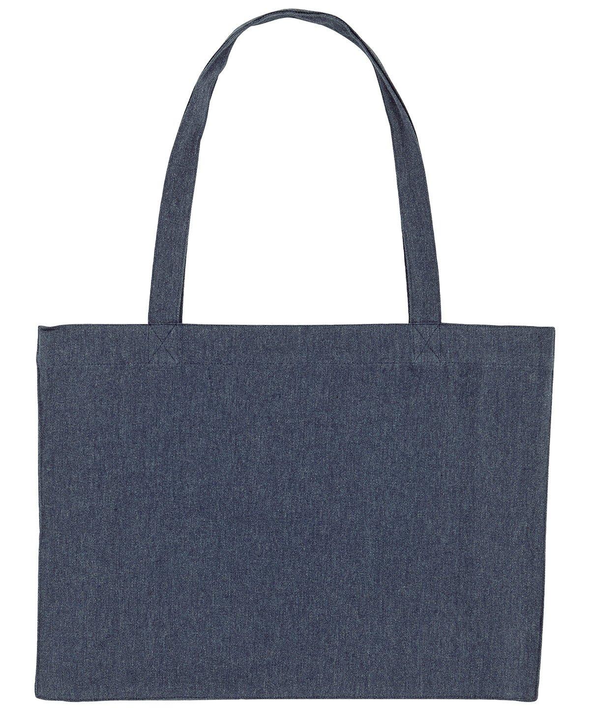 A photo showing the shape of the midnight blue organic cotton tote